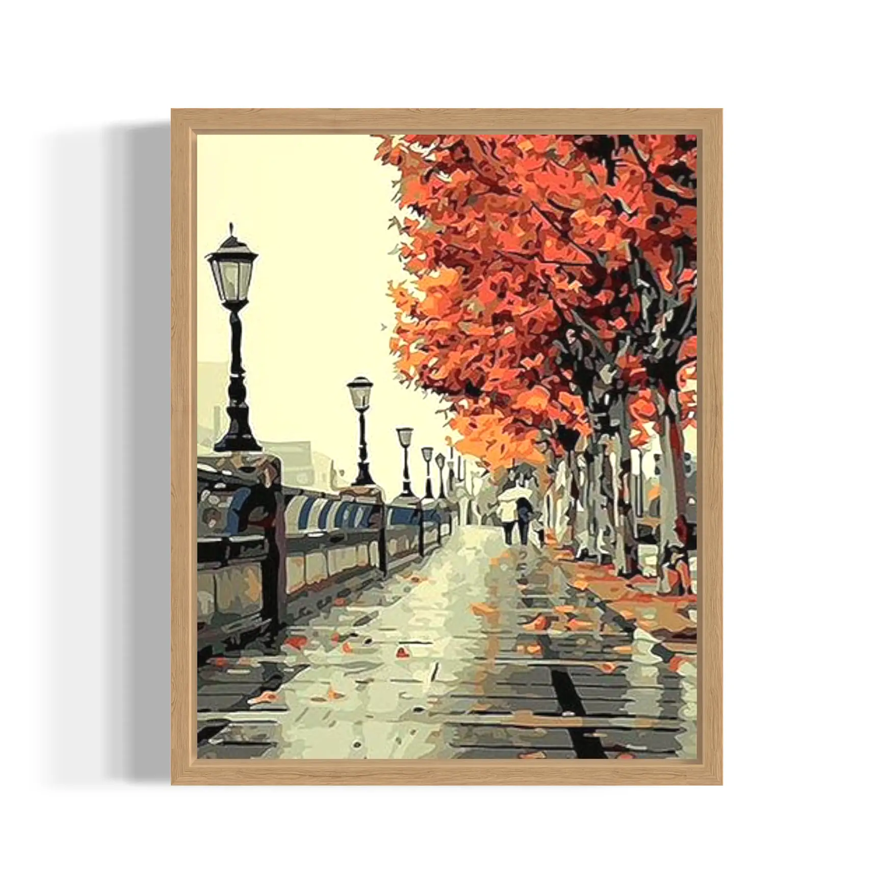 Autumn trees lining the bridge