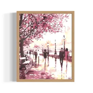 Cherry blossom tree by sidewalk