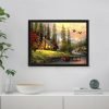 Cabin by the woods by a river at sunset Cabin by the woods Paint By Numbers