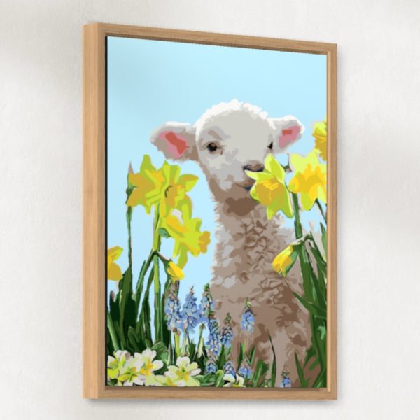 Baby Lamb Amongst the Daffodils paint by numbers kit
