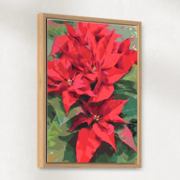 Red Poinsettia paint by numbers kit