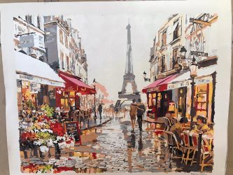 Cafes in Paris-Finished Painting